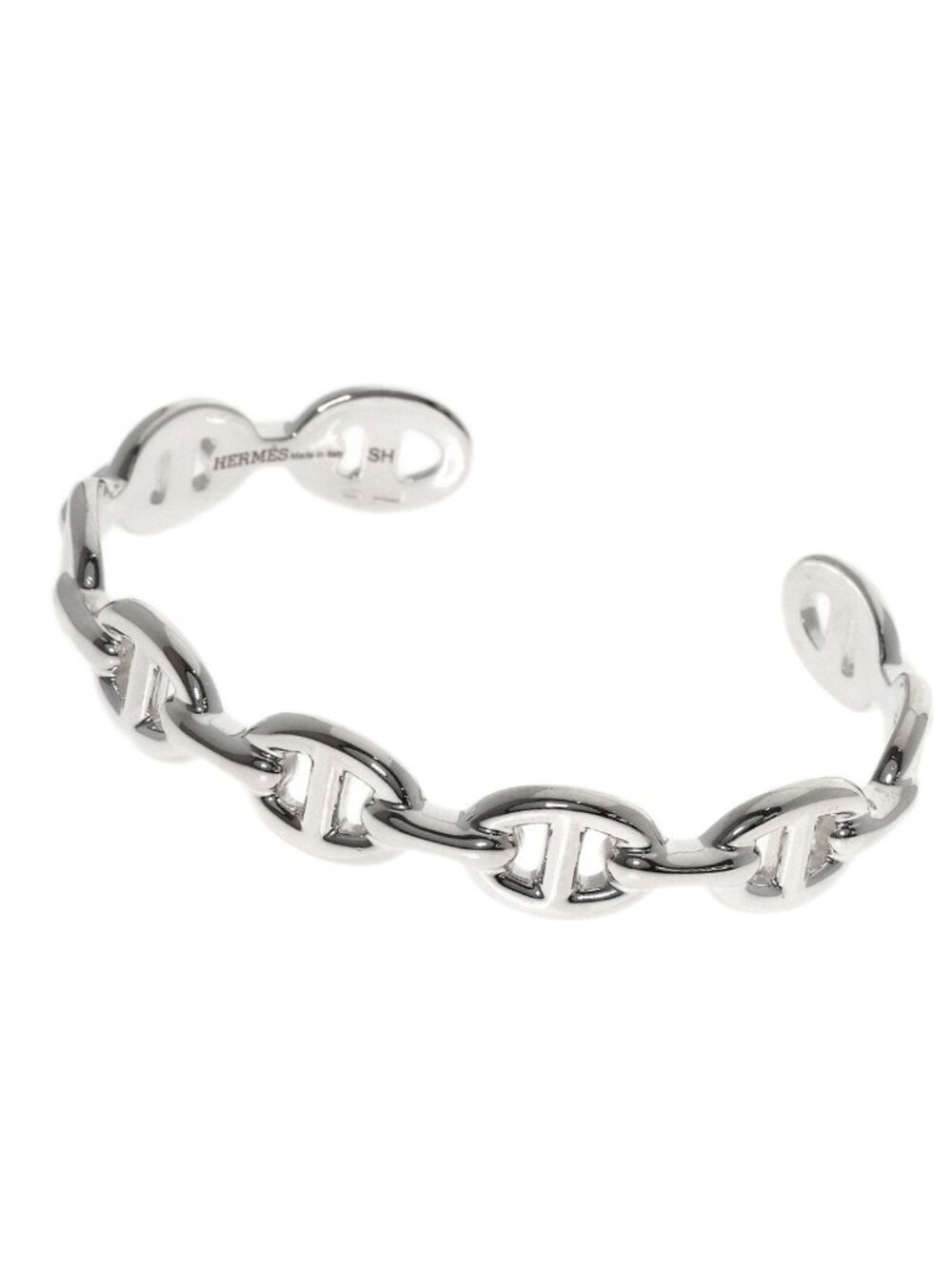 Hermes Chaine D'ancre Enchainee Bangle Bracelet Silver